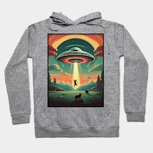 Funny Retro Cat Abducted By UFO Hoodie